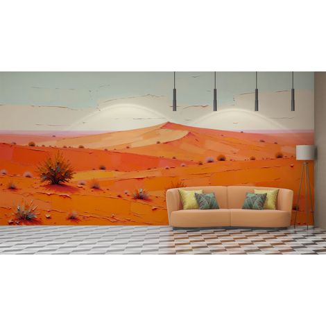 Papier peint déserts - plaine aride et arbustes - 400 x 260 cm (1/2)