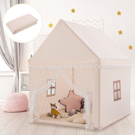 Tenda da gioco per bambini beigemarrone 120x105x140 cm