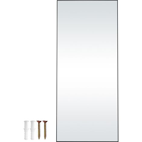 Mophorn Ganzkörperspiegel, 180 x 78 cm, extragroß, rechteckig, stehend/hängend/lehnend, gehärtetes Glas mit Rahmen aus Aluminiumlegierung, für Wohnzimmer und Schlafzimmer, 0 Volt, schwarz