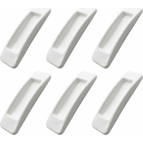 poignées auto-adhésives pour porte coulissante avec rubans adhésifs double face pour armoires, fenêtres, réfrigérateurs, tiroirs, portes en verre (blanc 6pcs) (1/5)