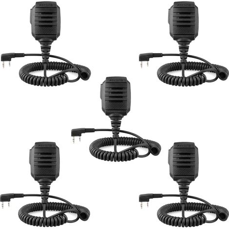 Applicable RS114 Talkie Walkie Microphone Haut-Parleur IP54 Étanche 2 Pin Compatible avec Talkie Walkie Retevis RT24 RT27 RT22 RT28 RT617 RT618 RT619 Baofeng BF-888S UV-5R Kenwood (5 pcs)