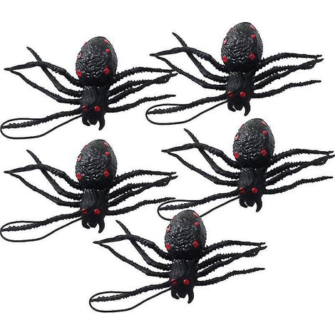 Lot de 5 fausses araignées pour décorations d'Halloween (1/3)