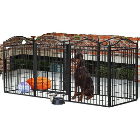 Parque para perros, diseño portátil, construcción resistente a la corrosión, color negro.