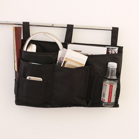 1 Sac de rangement pour lit superposé(Noir), sac de rangement pour lit suspendu, 8 poches, pour lit de chambre d'étudiant, lit d'hôpital, barreaux de lit pour bébé, 600D Oxford Cloth (1/5)