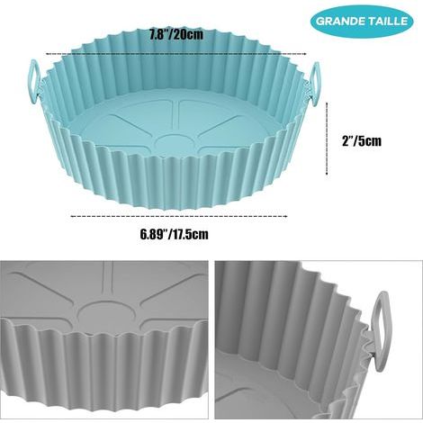 2 Pieces Silicone Air Fryer Mold, 20cm Air Fryer Basket Accessory for Ninja Microwave, Oven (1/5)