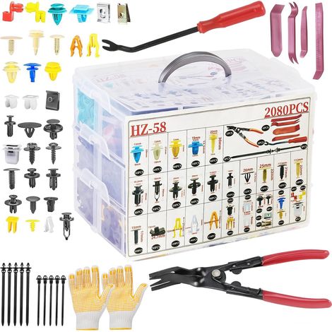 2082 Pièces Clips de Fixation Voiture,ensemble de clips garniture de portes universelles et fixations de pare-chocs 33 Taille Clips de Fixation Voiture Outils Rivet Plastique Clip garniture de Portes (1/5)