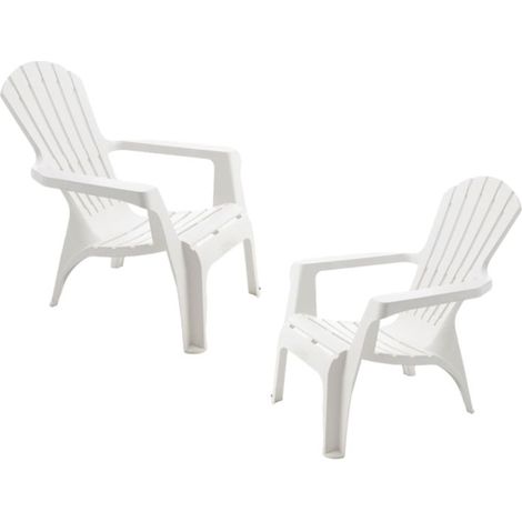 Fauteuil Adirondack résine polypropylène Wilsa Garden - Blanc - 2 Fauteuils Adirondack