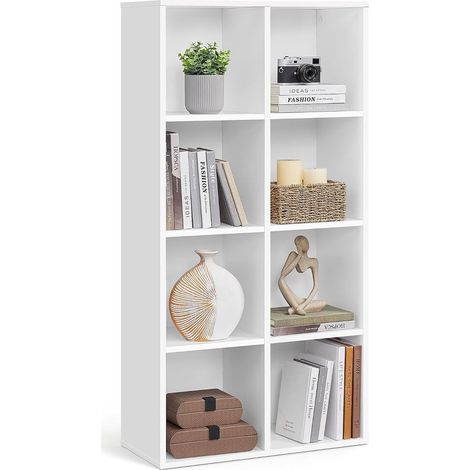 Bibliothèque, Étagère, Meuble de Rangement avec 8 Compartiments, Étagère sur Pied, Bibliothèque Cubique, pour Salon, Bureau, Salle à Manger, Blanc Nuage (1/5)