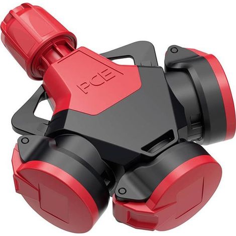 PCE 3-Wegekupplung TopTaurus2 Vollgummi mit Klappdeckel IP54 rot (1/3)