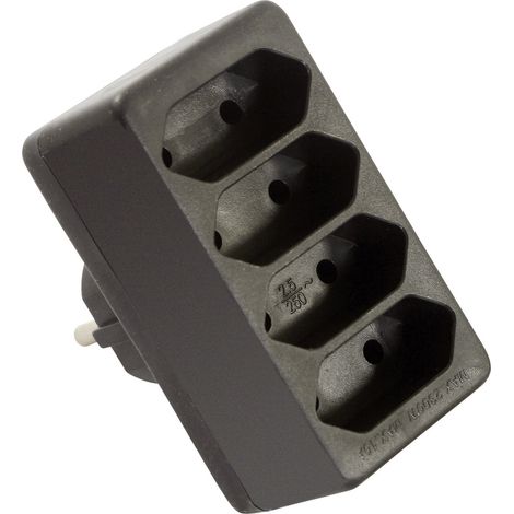 as Schwabe EuroStecker 4fach, schwarz (ohne KiSi) 48412