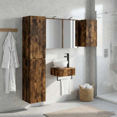vidaXL Bathroom Furniture Set 5 pcs Smoked Oak 33 x 34.5 x 160 cm (1/5)