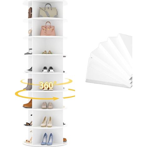 YODOLLA 8-stöckiges drehbares Schuhregal, 360° Schuhschrank mit runden Regalebenen, platzsparender Aufbewahrungsständer für Schuhe & Taschen (1/5)