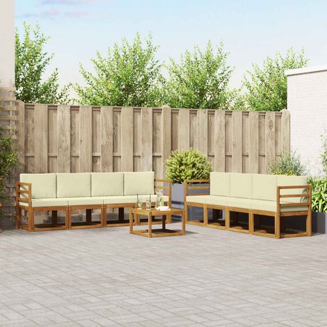 vidaXL Outdoor-Sofagarnitur mit Kissen 9 pcs Natur und Creme (1/5)
