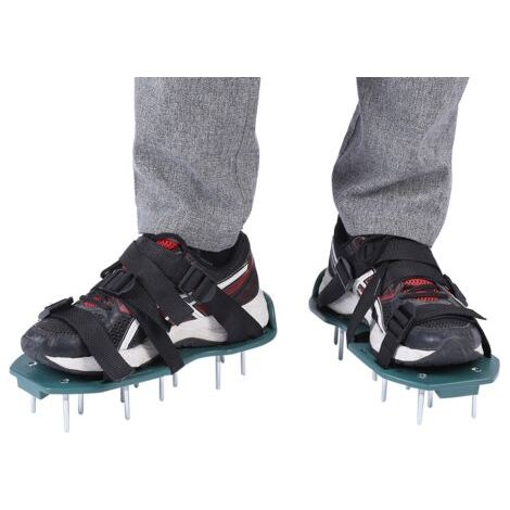 1 paire de sandales aérateur de pelouse, aérateur de sol, chaussures à pointes, outil de jardinage (3 sangles) (1/5)