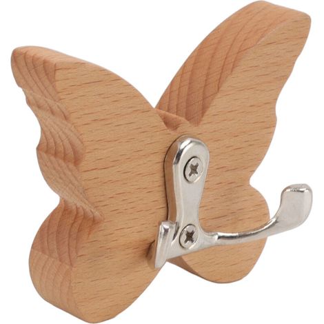 Patère murale papillon en bois, cintre mural en bois pour manteaux, vêtements, chapeaux, serviettes, décorative et fonctionnelle, installation facile (1/5)
