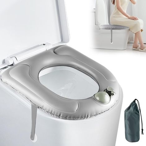 Aufblasbares Toilettensitzkissen mit Saugnapf, höhenverstellbarer Toilettensitzerhöher, PVC-Polsterkissen für Erwachsene, Senioren und Menschen mit Behinderung zur Schmerzlinderung (1/5)