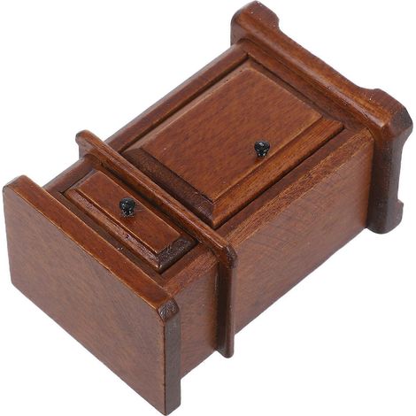 Table de chevet miniature en bois compatible avec les décors de chambre de maison de poupée (1/5)
