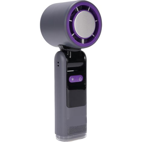 Ventilateur portable rafraîchissant, rechargeable, avec affichage numérique LED, 100 vitesses, pliable et doté d'une lumière LED pour les voyages et les activités de plein air (gris). (1/5)