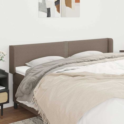 vidaXL Tête de lit avec oreilles Taupe 203x16x78/88 cm Tissu (1/5)