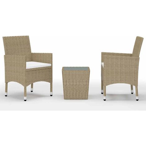 Maison Exclusive - 3-tlg. Bistro-Set Poly Rattan und Hartglas Bei (1/5)