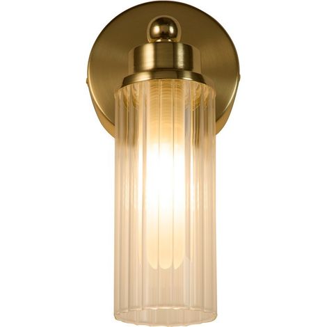 Applique Imperial 1Lt, metallo ottone satinato e vetro trasparente a coste (1/4)