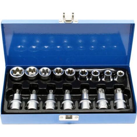 16-teiliger Torx-Steckschlüsselsatz (Außengewinde), 1/2"-Antrieb, Chrom-Vanadium-Stahl, Koffer (1/5)