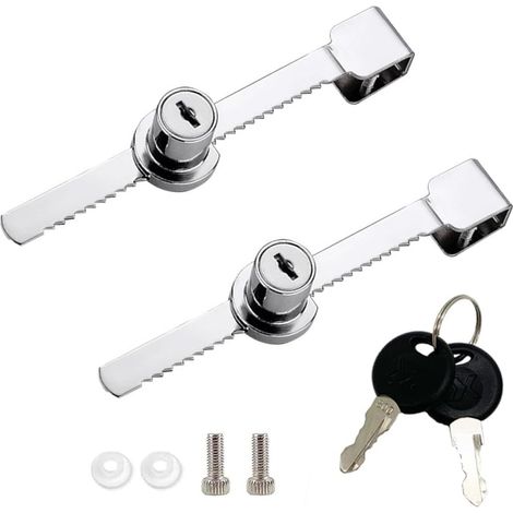Serrure à cliquet pour porte coulissante en verre, serrure pour vitrine, duplication de clés (2 pièces) (1/5)