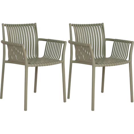 STOLY - Lot de 2 Fauteuils de Table de Jardin en Polypropylène Laqué Vert (1/5)