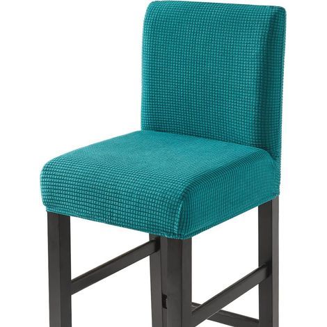Housses de Chaise de Tabouret Couvre Chaise de Bar Extensibles Housses Chaise à Dossier Bas Lot de 4 Lac Bleu (1/5)