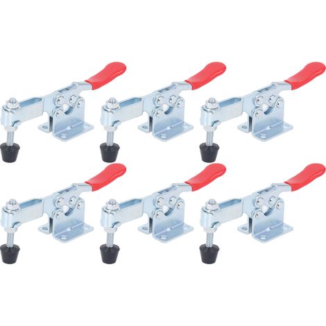 Lot de 6 pinces à genouillère de maintien, résistantes à la rouille, à fixation stable et horizontale, avec levier de serrage à dégagement rapide pour le travail du bois. (1/5)