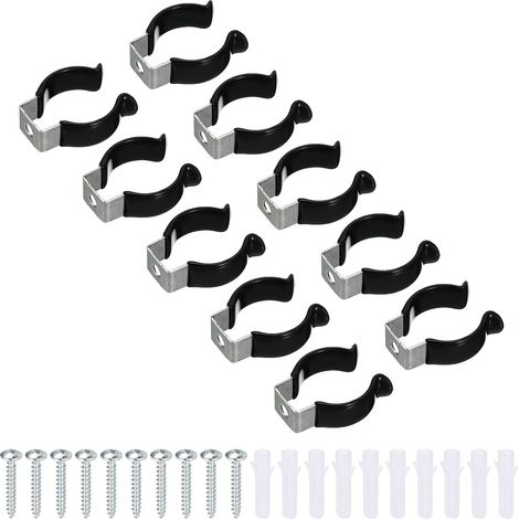 T8 U Clips Support Console pour LED Lumière Ampoule Montage Console Support Inox Acier Fluorescent Tube Support Vis Tuyau Pinces, Noir Paquet de 10 (1/5)