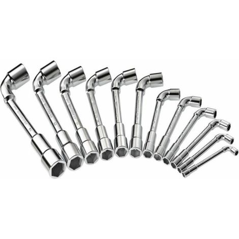 Clé à pipe, Set de 12 pièces à 6 pans, Acier robuste, Résistante à l'usure, Adaptée aux travaux de plomberie, bricolage et réparations mécaniques, (1/5)