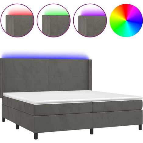 Maison Exclusive - Letto a Molle con Materasso e LED Grigio Scuro 200x200 cm