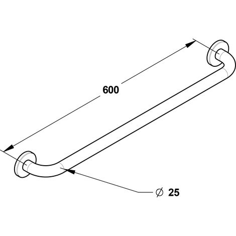 Gerade Stange 600 mm, verchromter Edelstahl (ohne Schrauben) Durchmesser 25 mm - PRESTO -60577