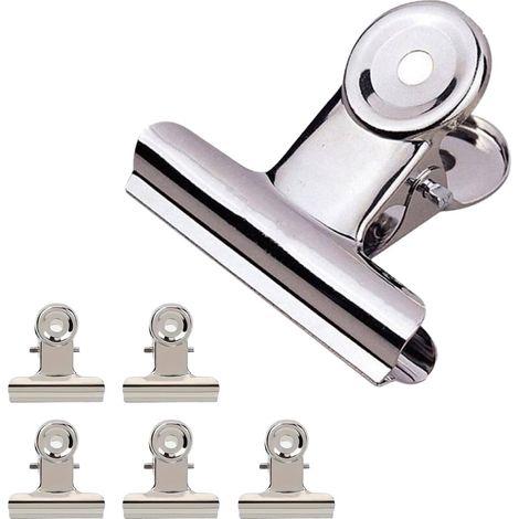 Set mit 5 Beutelverschlussclips, Küchenclips aus Edelstahl, 31 mm, ideal zum Frischhalten von Keksen, Kaffee, Brot, Snacks, Chips usw. (1/2)