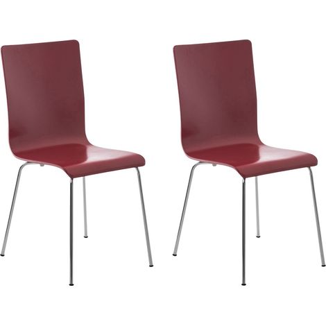 Set di 2 sedie da cucina in legno rosso e metallo CDS10061