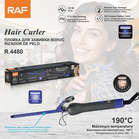 Fer à friser - Lisseur - Plaques en céramique - Lissage et bouclage sur cheveux secs et humides - Boucles larges et frange bouclée vers l'intérieur - Rotation à 360° (1/5)