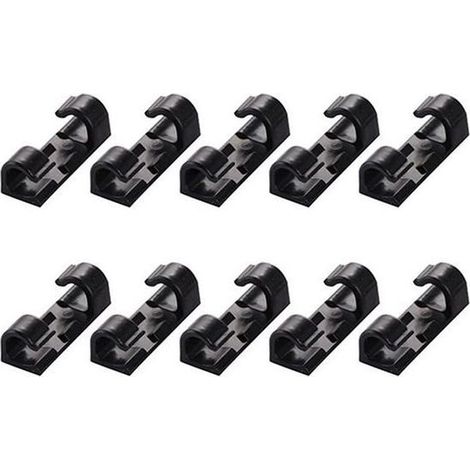 Lot de 20 clips de câble auto-adhésifs - Attache-câble - Noir - Organisateur de câbles (1/5)