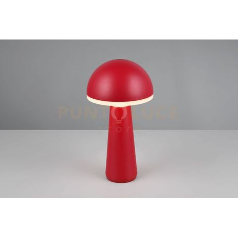 FUNGO LAMPADA DA TAVOLO RICARICABILE ROSSA REGOLAZIONE INTESITA' E TEMPERATURA DI COLORE 3.000K - 4.000K - 6.500K IP 54 H.31CM LED 2W 200lm, 3000+4000+6500K