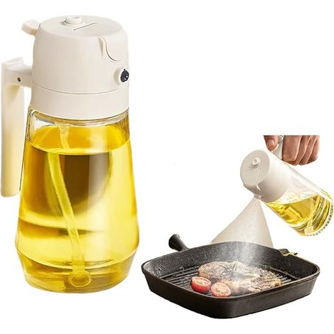 Pulverizador de aceite 2 en 1 para aceite de cocina, botella rociadora de aceite de 470 ml apta para alimentos, atomizador de aceite de alta calidad, rociador de aceite para cocinar, rociador de aceit (1/5)