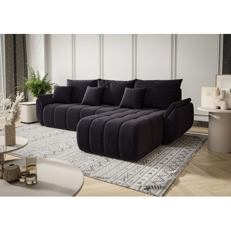 Ecksofa Schlafsofa LOUISE Stoff Monolith Grafit Ottomane Rechts