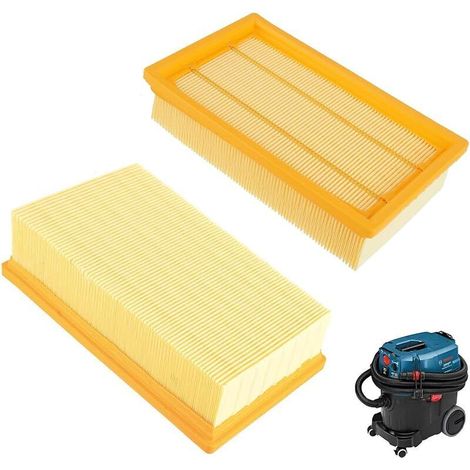 Lot de 2 filtres plats plissés pour aspirateurs Bosch GAS 35 L AFC, GAS 35 M AFC, GAS 55 M AFC et Kärcher NT25/1 Ap (1/5)