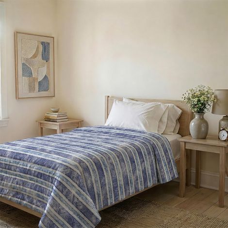 Couvre-lit matelassé d’été en Microfibre Douce imprimée – Couette mi-Saison – Jeans Stripes, Simple 160x240 cm (1/5)