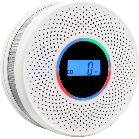 Rilevatore combinato di fumo e monossido di carbonio con display digitale e allarme acustico e visivo. Rilevatore di fumo e monossido di carbonio due in uno. (1/5)