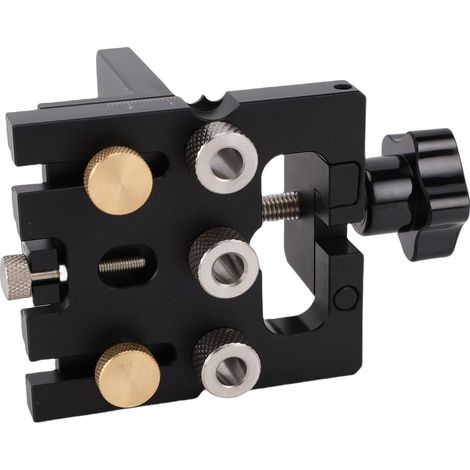 Gabarit de chevilles réglable avec guide de perçage auto-centré, mèches 6-8-10mm, bague et poinçon excentrique 12mm pour menuiserie (1/5)