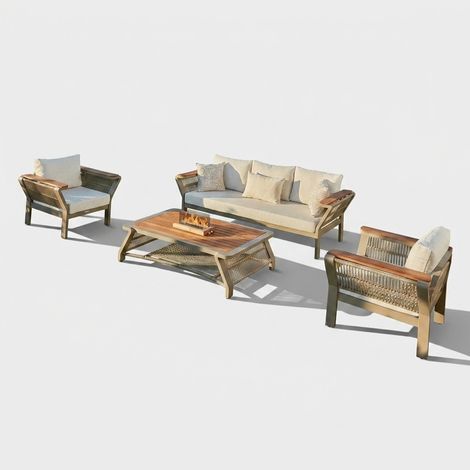 Gartensofa-Set Vicenza mit Sofa, Sesseln und Beistelltisch (1/5)