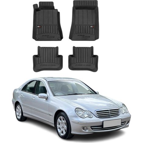 Tapis de Sol Voiture Compatible avec Mercedes Classe C W203 2000-2007 Caoutchouc TPE Noir (1/5)