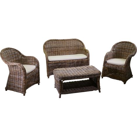 Salotto rattan roymer grigio c/cuscini 4 pezzi (1/5)