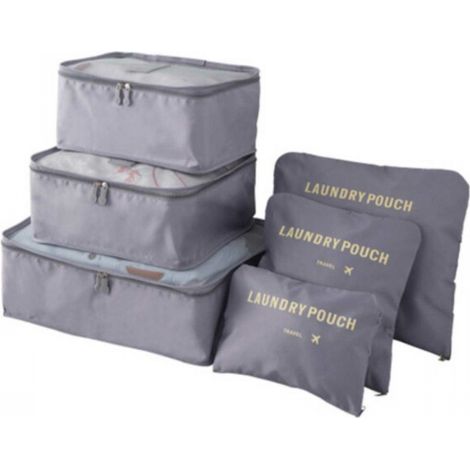 Ensemble de 6 sacs de voyage pour valise, gris