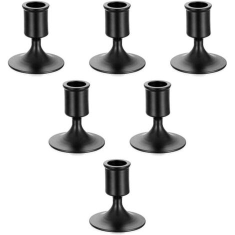 Chandelier Bougeoir Noir Halloween - Lot de 6 Petite Bougeoirs Mariage Métal Décoratifs pour Bougies Chandelles Piliers Noel Decoration Maison L’Avent Centre de Table Moderne